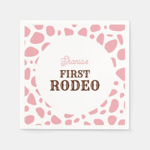First Rodeo Wild West Pink Girl First Birthday Napkins