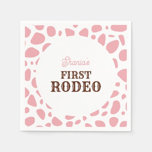 First Rodeo Wild West Pink Girl First Birthday Napkins