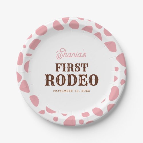 First Rodeo Wild West Pink Girl First Birthday Paper Plates