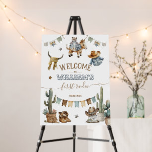 First rodeo Wild West Welcome Boy 1st Birthday Foam Board