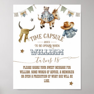 First rodeo WildWest time capsule Boy 1st Birthday Poster