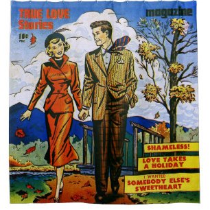 First Romance Autumn Love Vintage Comics Shower Curtain