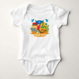 🍯 🍎🐟 First Rosh Hashanah with custom text Baby Bodysuit
