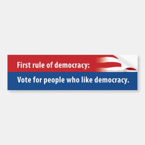 First rule of democracy bumper sticker