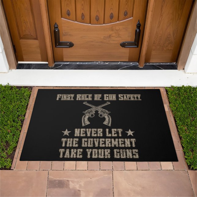 First Rule of Gun Safety 2nd Amendment home Doormat (Outdoor)