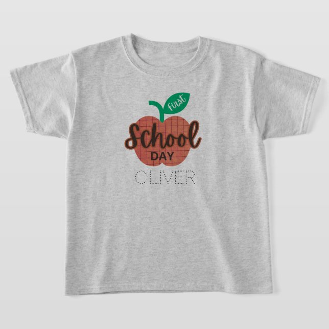 First school day back to school apple personalized T-Shirt (Laydown)