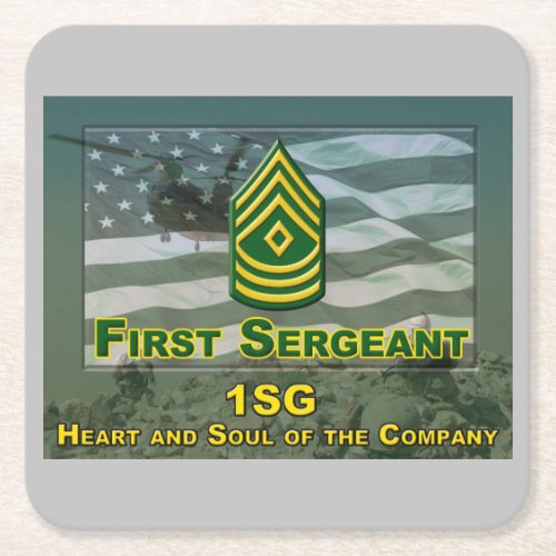 First Sergeant Commemorative Gift Square Paper Coaster