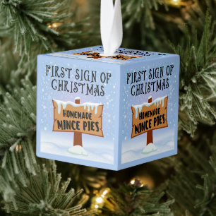 First Sign of Christmas - Homemade Mince Pies Cube Ornament