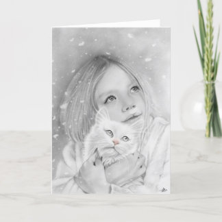 First snow girl kitty Card