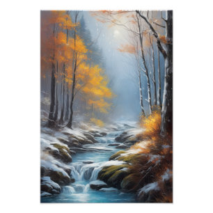 First Snow in the Lush Forestscape Photo Print