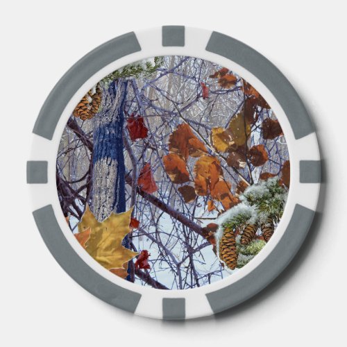 First Snow Winter Camouflage Print Poker Chips