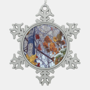 First Snow Winter Camouflage Style Snowflake Pewter Christmas Ornament