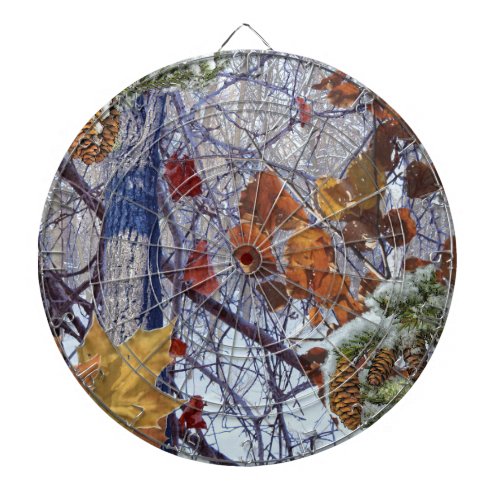 First Snow Winter Forest Camo Print Dart Board