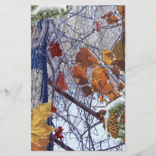 First Snow Winter Forest Camo Print Stationery