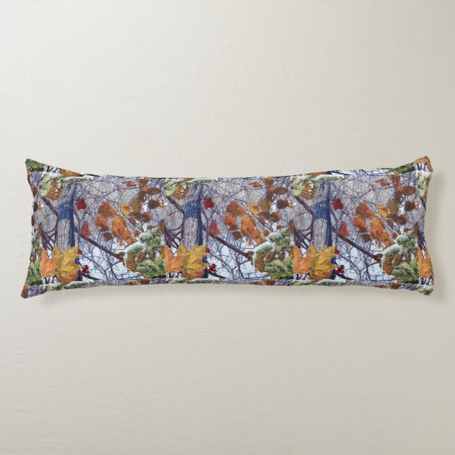 First Snow Winter Scene Camouflage Painting Body Pillow (Front)