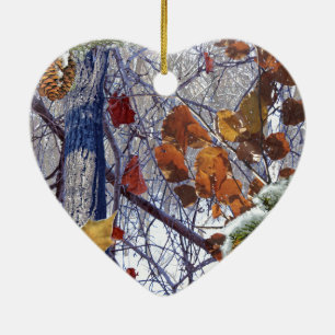 First Snow Winter Scene Camouflage Painting Ceramic Ornament