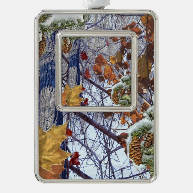 First Snow Winter Scene Camouflage Painting Ornament (Front)