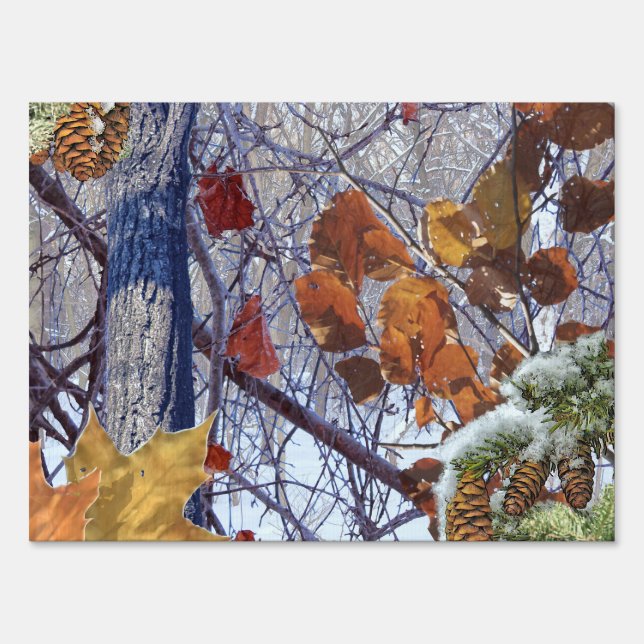 First Snow Winter Scene Camouflage Painting Sign (Front)