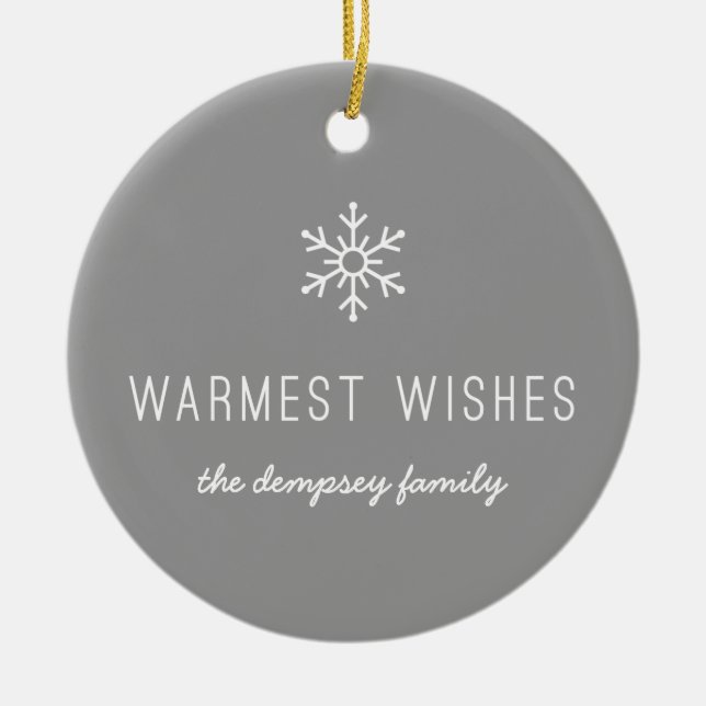 First Snowfall Ceramic Ornament - Gray (Front)