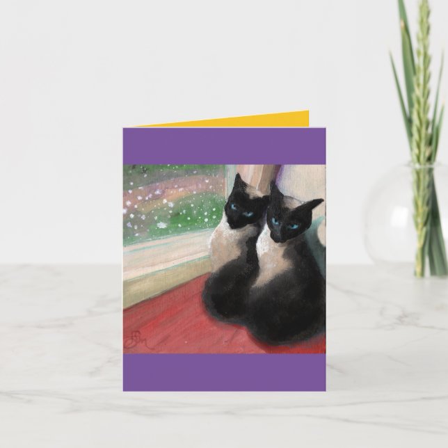 First Snowfall - Christmas Kitties Holiday Card (Front)