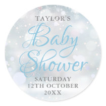 First Snowflakes baby shower Classic Round Sticker
