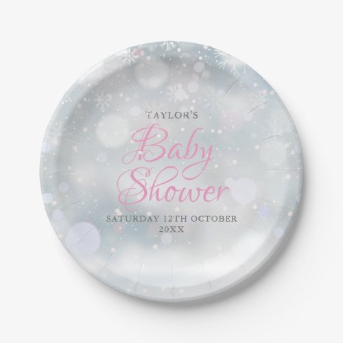 First Snowflakes baby shower Paper Plates