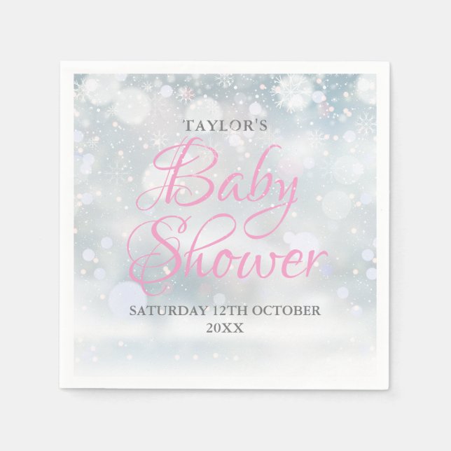 First Snowflakes Baby Shower / Sprinkle Napkins (Front)
