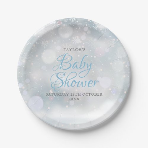 First Snowflakes Baby Shower  Sprinkle Paper Plates