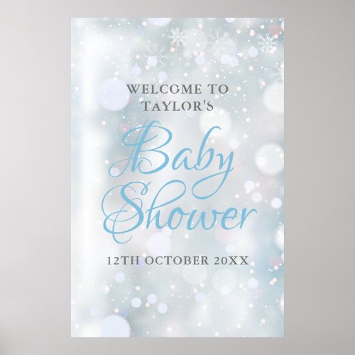 First Snowflakes Baby Shower  Sprinkle Welcome Poster