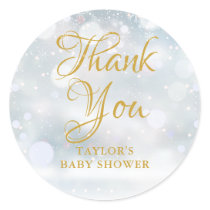 First Snowflakes baby shower thank you Classic Round Sticker