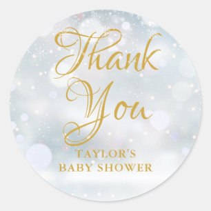 First Snowflakes baby shower thank you Classic Round Sticker