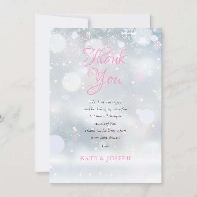 First Snowflakes Baby Shower Thank You Poem (Front)