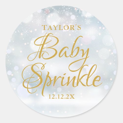 First Snowflakes baby sprinkle Classic Round Sticker