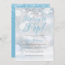 First Snowflakes Blue Ready to Pop baby shower Invitation