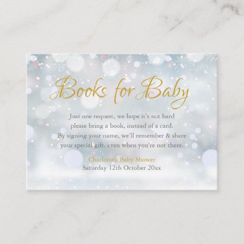 First Snowflakes Book Request Baby Shower Enclosure Card
