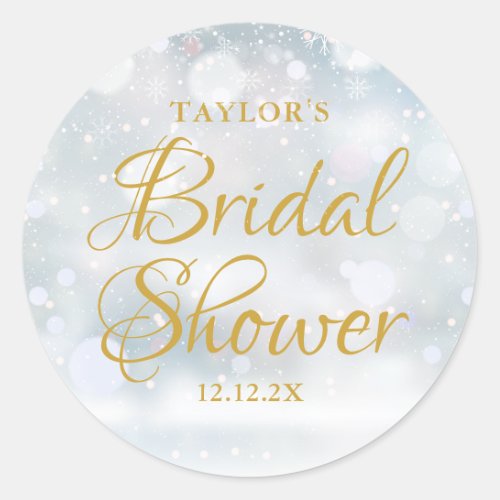 First Snowflakes Bridal Shower Favor Classic Round Sticker