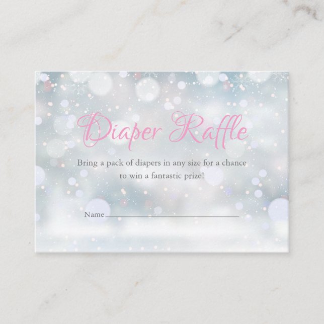 First Snowflakes Diaper Raffle Baby Shower Enclosure Card (Front)