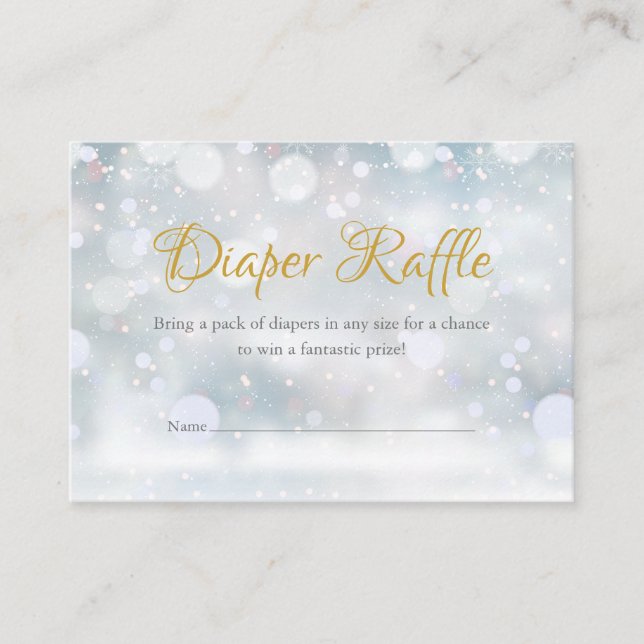 First Snowflakes Diaper Raffle Baby Shower Enclosure Card (Front)