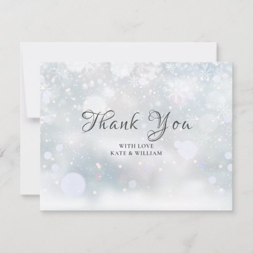 First Snowflakes Elegant Script Photo Thank You Card