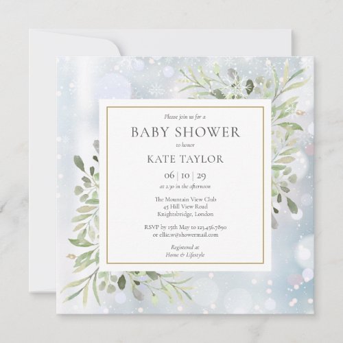 First Snowflakes Greenery Baby Shower  Sprinkle Invitation