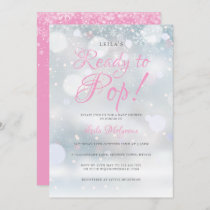 First Snowflakes Pink Ready to Pop Baby Shower Invitation