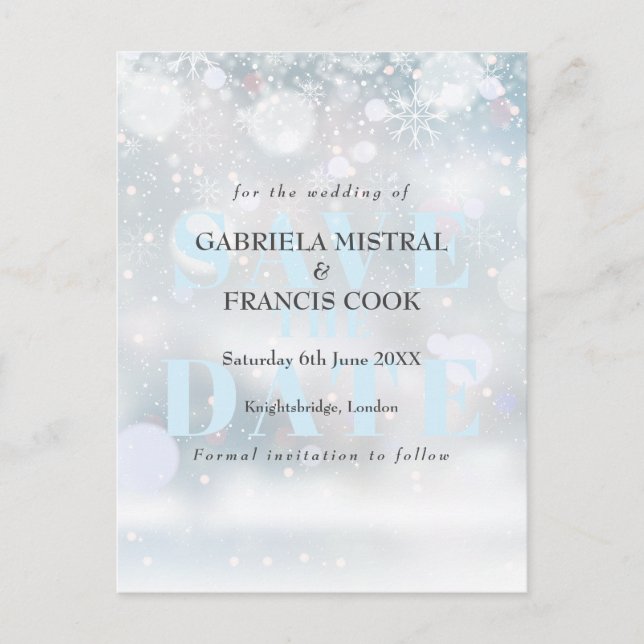 First Snowflakes Save the Date Card (Front)