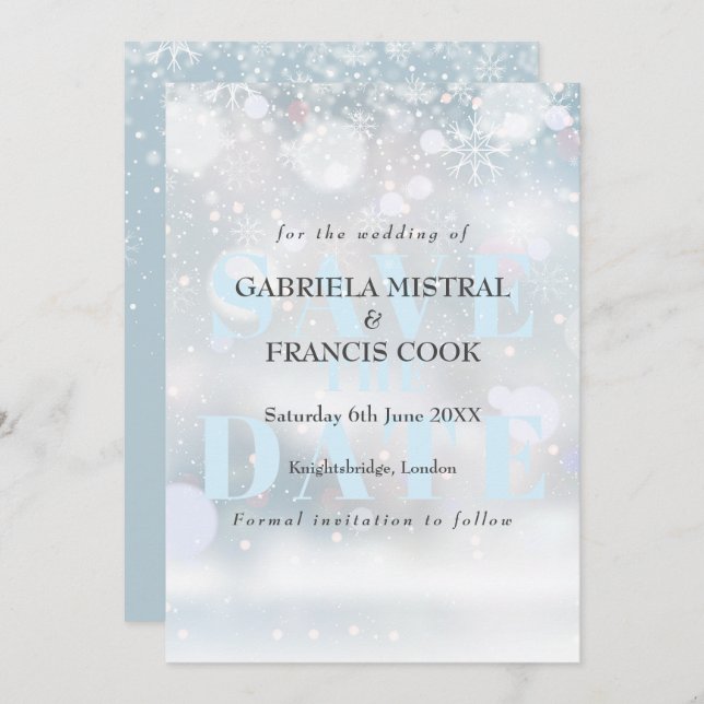 First Snowflakes Save the Date Invitation (Front/Back)