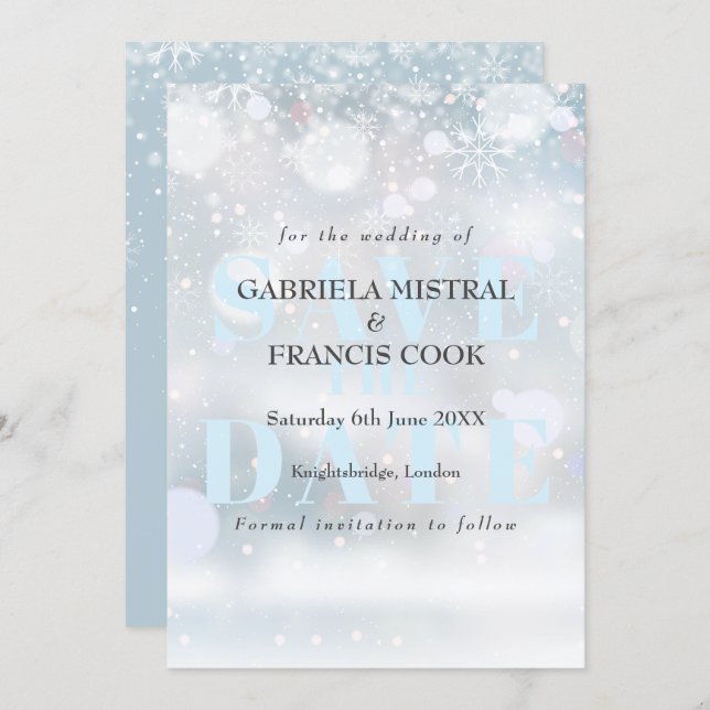 First Snowflakes Save the Date Invitation (Front/Back)