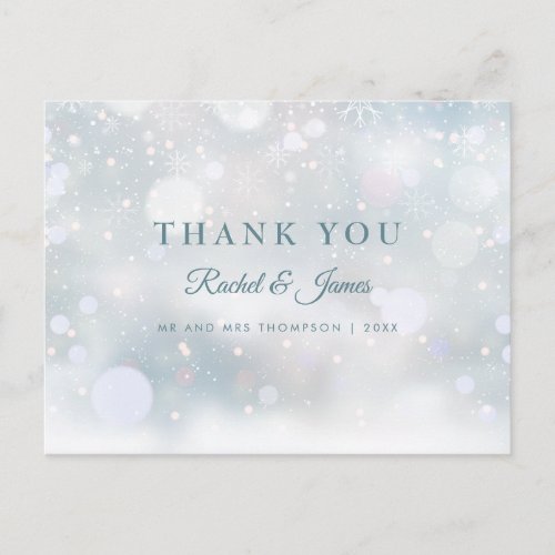 First Snowflakes Wedding Thank You Postcard