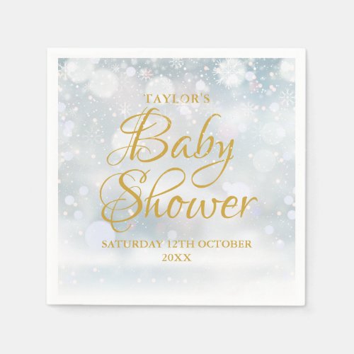 First Snowflakes Winter Baby Shower  Sprinkle Napkins