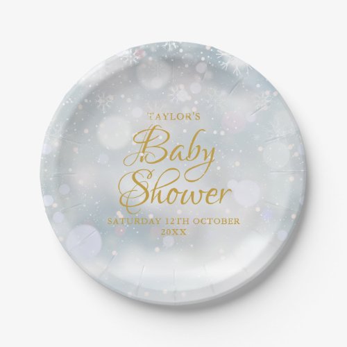 First Snowflakes Winter Baby Shower  Sprinkle Paper Plates