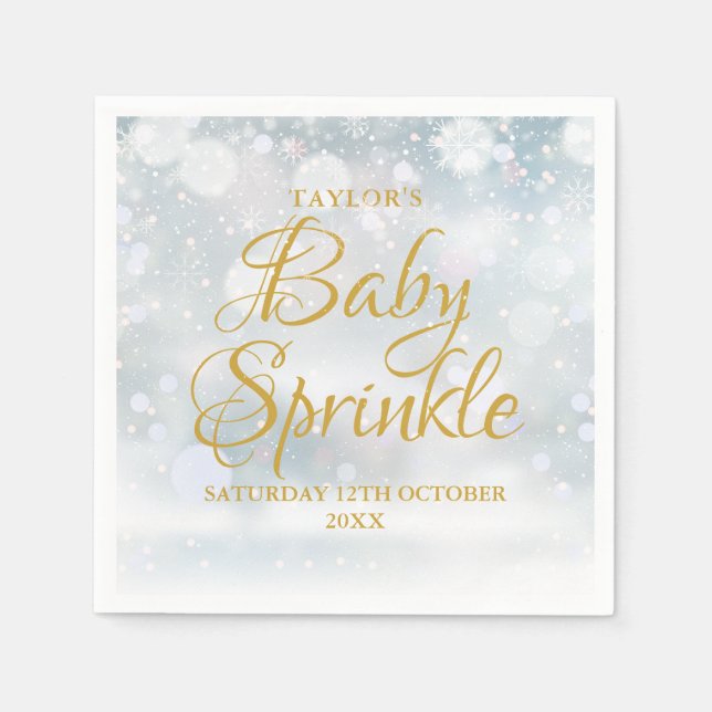 First Snowflakes Winter Baby Sprinkle / Shower Napkins (Front)