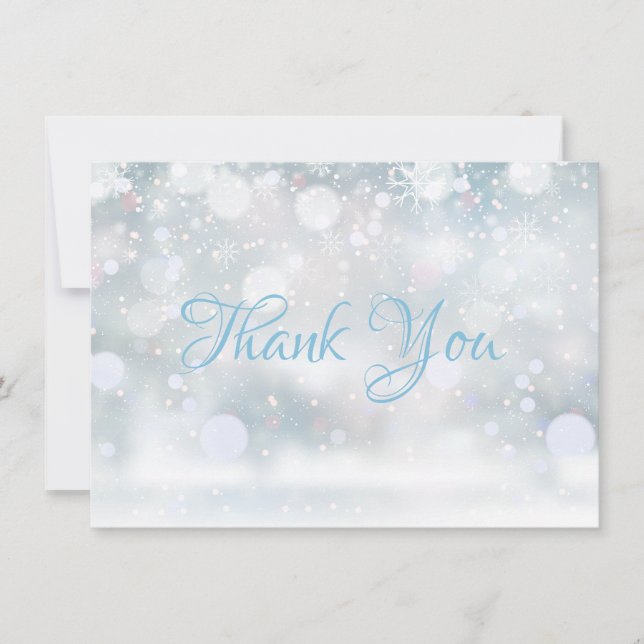 First Snowflakes Winter Script Thank You Card (Front)