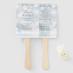 First Snowflakes Winter Wedding Program Hand Fan